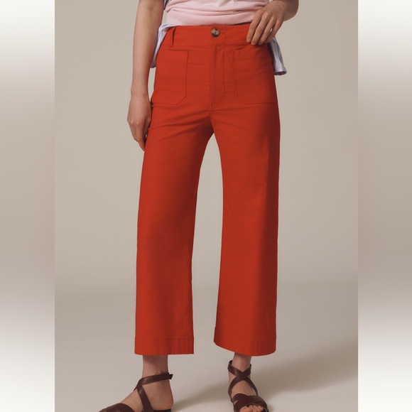 Anthropologie COLETTE Cropped Wide-Leg Pants Maeve Magic Fabric 16W Red NWT - Picture 3 of 15
